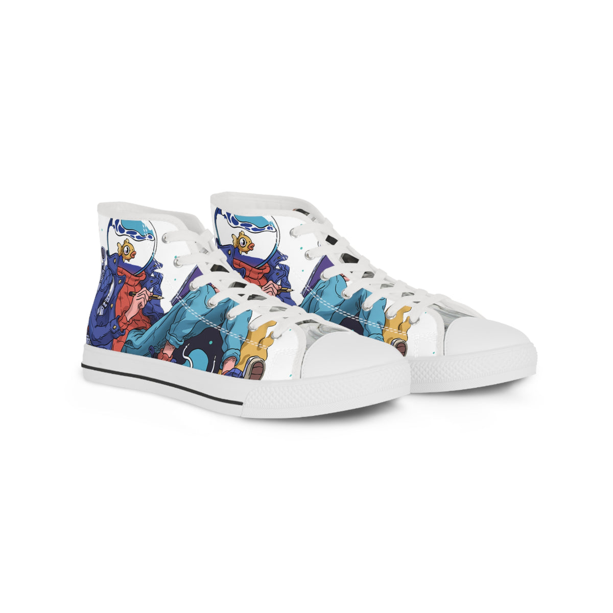 High Top Sneakers — Colorful Ocean Creature Illustration