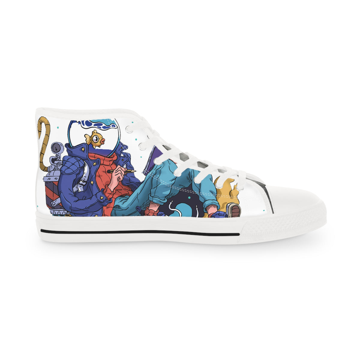 High Top Sneakers — Colorful Ocean Creature Illustration