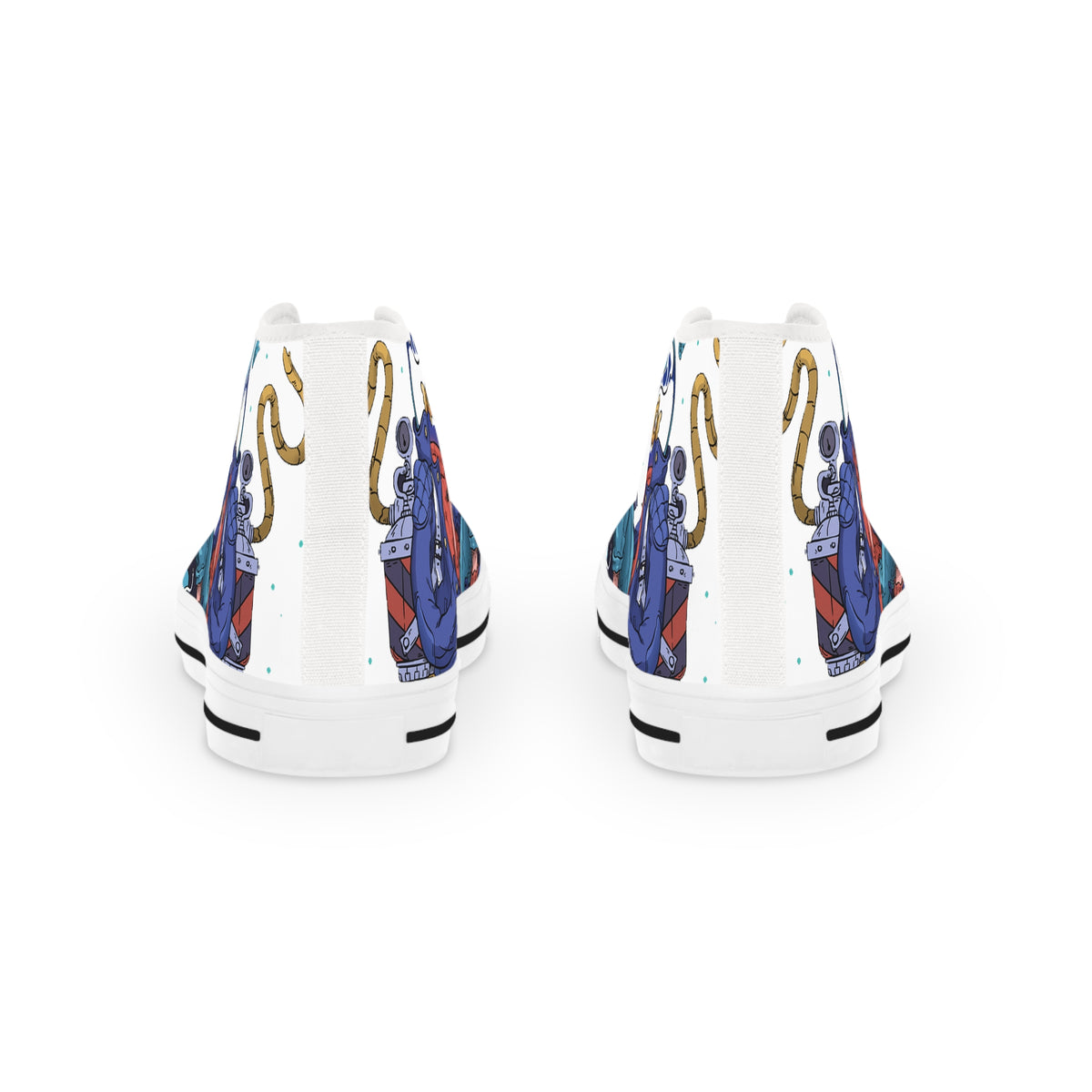 High Top Sneakers — Colorful Ocean Creature Illustration